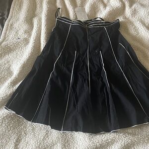 Funky People Black A-Line Skirt with White Piping